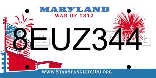 8EUZ344 Maryland License Plate