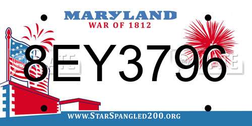 8EY3796 Maryland License Plate