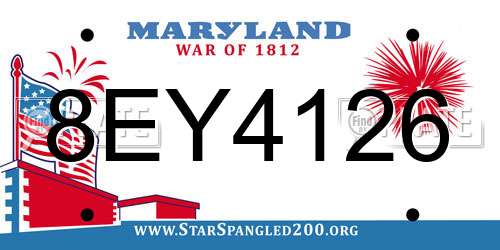 8EY4126 Maryland License Plate