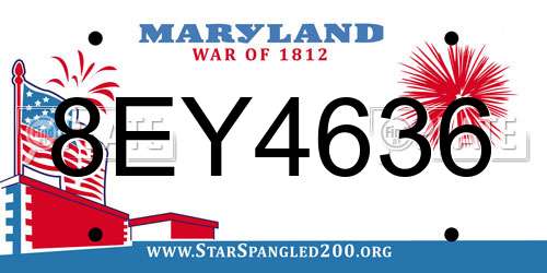 8EY4636 Maryland License Plate