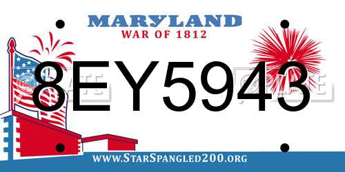 8EY5943 Maryland License Plate