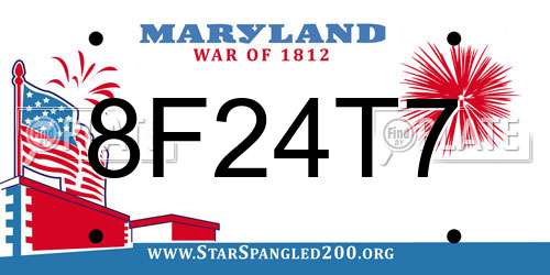 8F24T7 Maryland License Plate