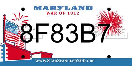 8F83B7 Maryland License Plate