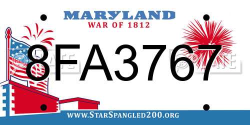 8FA3767 Maryland License Plate