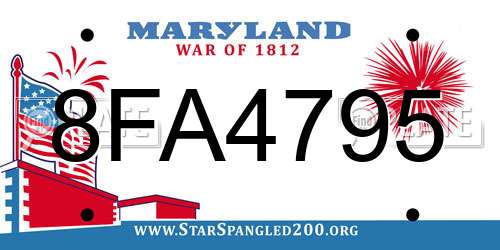 8FA4795 Maryland License Plate