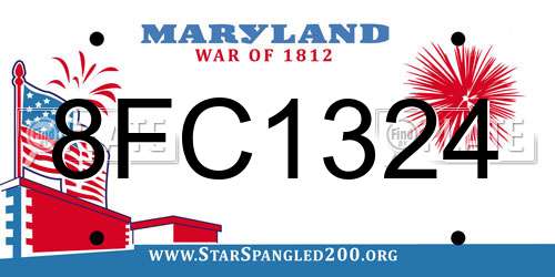 8FC1324 Maryland License Plate
