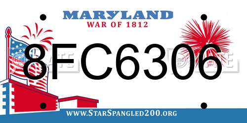 8FC6306 Maryland License Plate