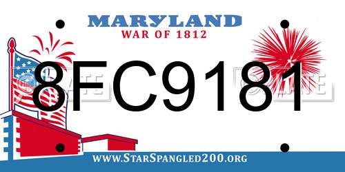 8FC9181 Maryland License Plate
