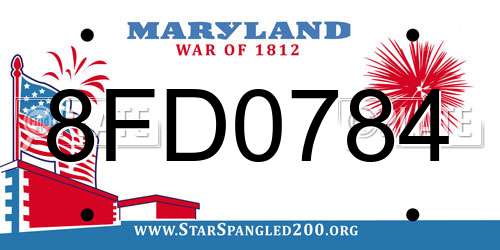 8FD0784 Maryland License Plate