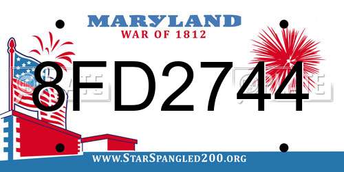 8FD2744 Maryland License Plate