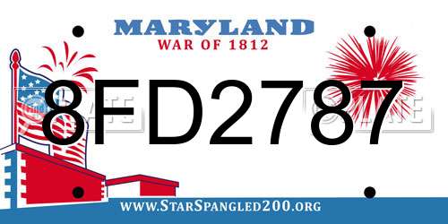 8FD2787 Maryland License Plate
