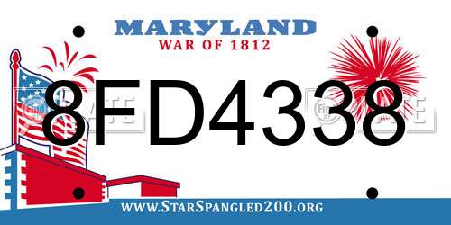 8FD4338 Maryland License Plate