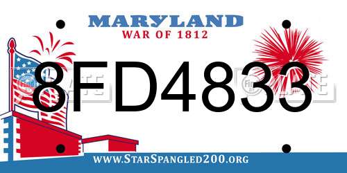 8FD4833 Maryland License Plate