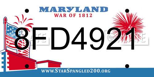 8FD4921 Maryland License Plate