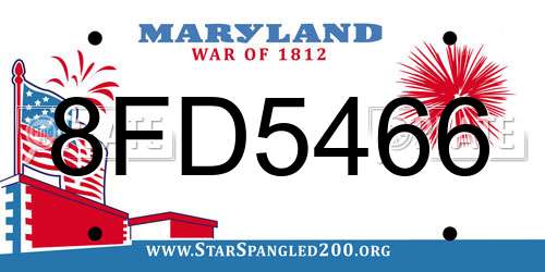8FD5466 Maryland License Plate