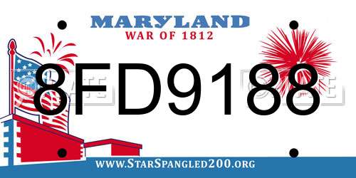 8FD9188 Maryland License Plate