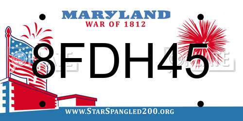 8FDH45 Maryland License Plate