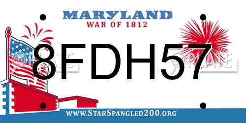 8FDH57 Maryland License Plate