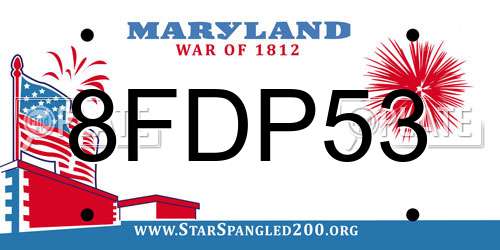 8FDP53 Maryland License Plate