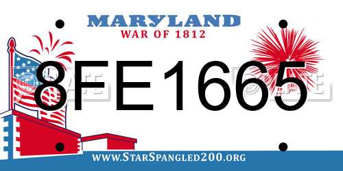 8FE1665 Maryland License Plate