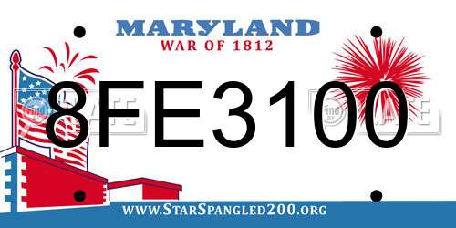 8FE3100 Maryland License Plate