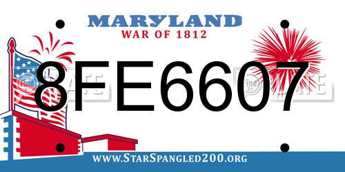 8FE6607 Maryland License Plate