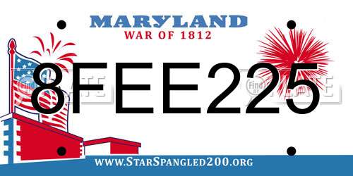 8FEE225 Maryland License Plate