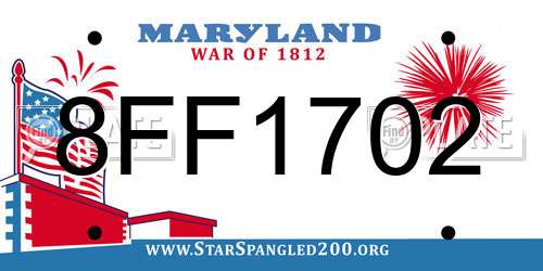 8FF1702 Maryland License Plate