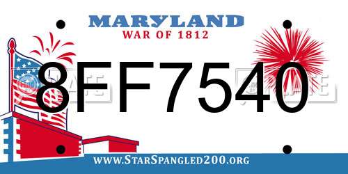 8FF7540 Maryland License Plate
