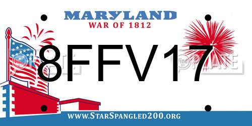 8FFV17 Maryland License Plate