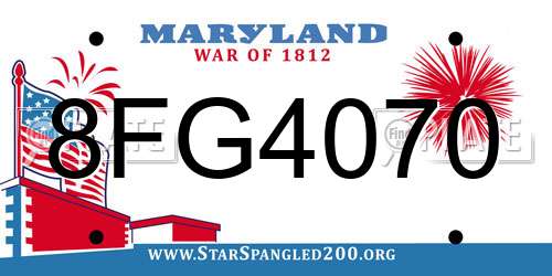 8FG4070 Maryland License Plate