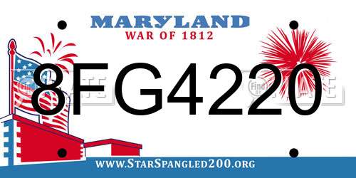 8FG4220 Maryland License Plate