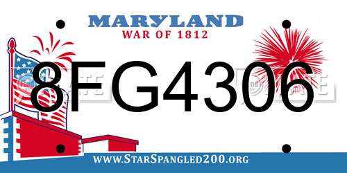 8FG4306 Maryland License Plate