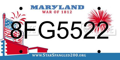 8FG5522 Maryland License Plate