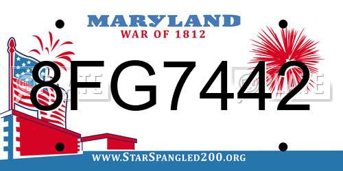 8FG7442 Maryland License Plate