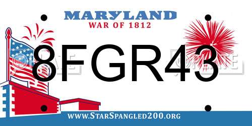 8FGR43 Maryland License Plate