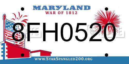 8FH0520 Maryland License Plate