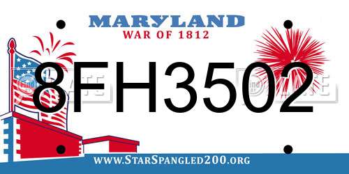 8FH3502 Maryland License Plate