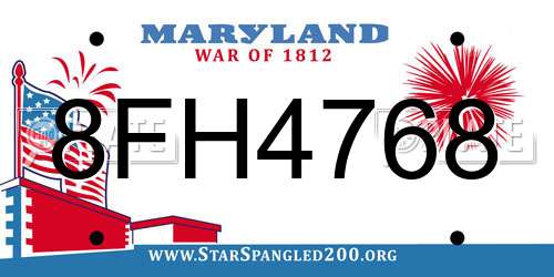 8FH4768 Maryland License Plate