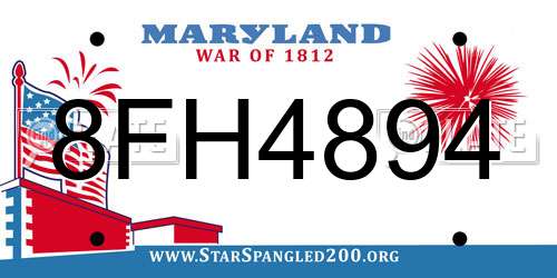 8FH4894 Maryland License Plate