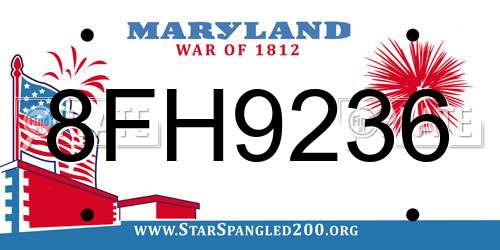 8FH9236 Maryland License Plate