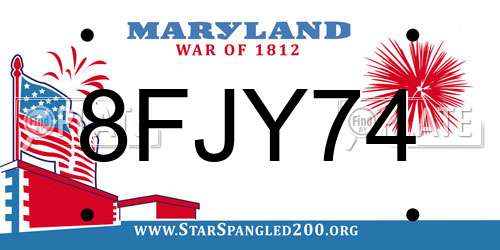 8FJY74 Maryland License Plate