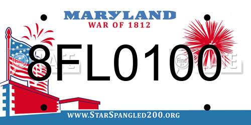8FL0100 Maryland License Plate