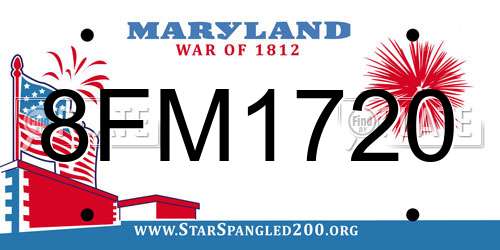 8FM1720 Maryland License Plate