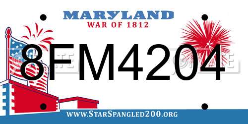 8FM4204 Maryland License Plate