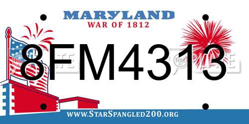 8FM4313 Maryland License Plate
