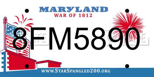 8FM5890 Maryland License Plate