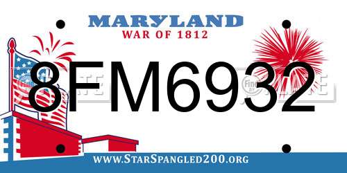 8FM6932 Maryland License Plate