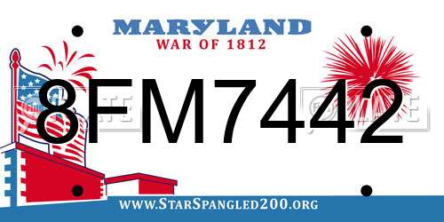 8FM7442 Maryland License Plate