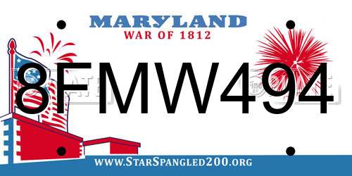 8FMW494 Maryland License Plate